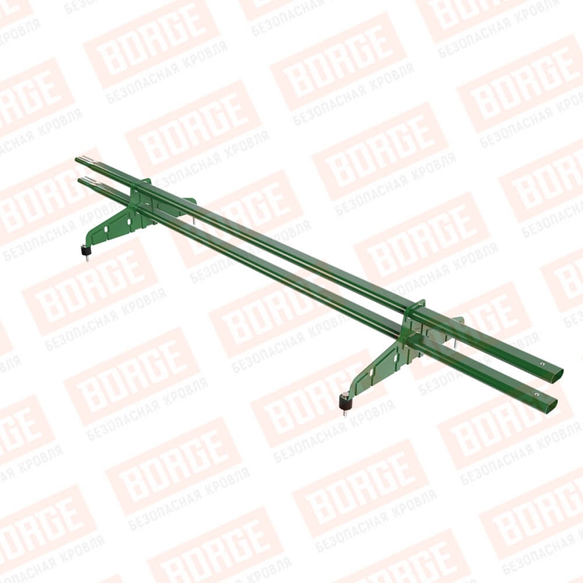 Снегозадержатель трубчатый Русский Рубеж 20х40мм, 1,5м, 2 опоры, лиственно-зеленый (RAL 6002)