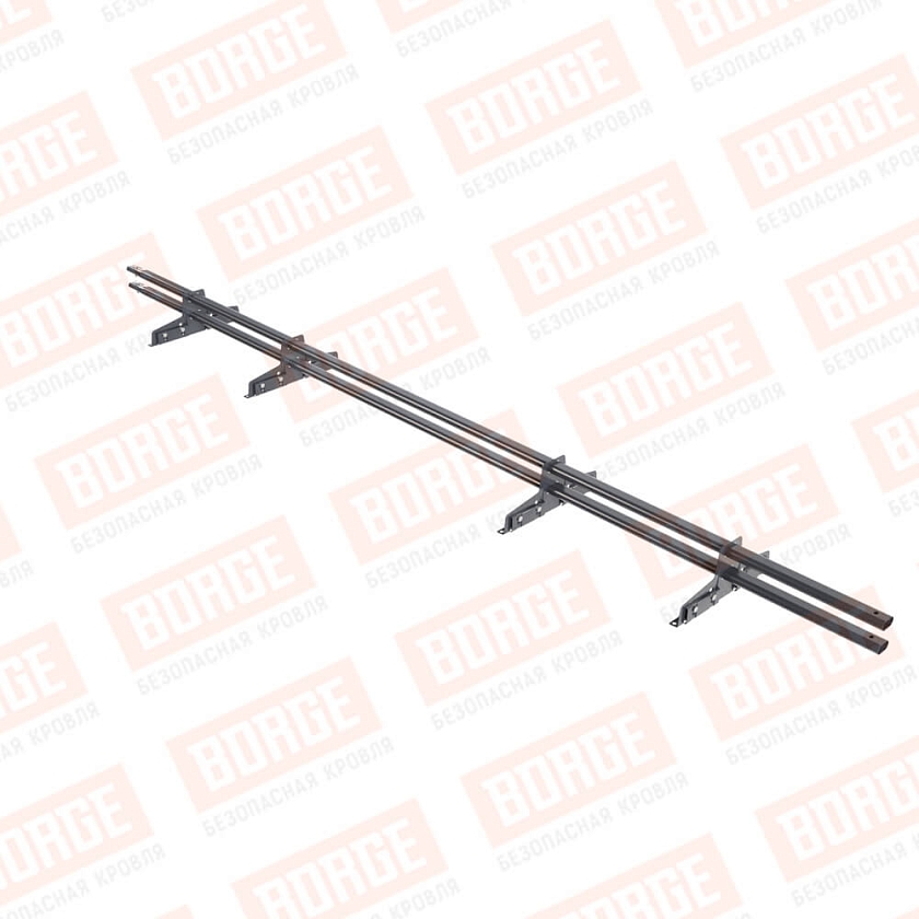 Снегозадержатель трубчатый Русский Рубеж 25х45мм, 3м, 4 опоры, для фальц. кровли, серый графит (RAL 7024)