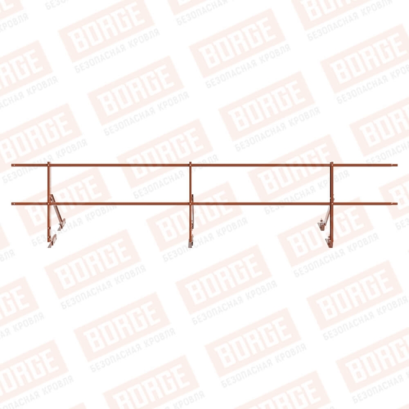 Ограждение кровельное Русский Рубеж H-60см, 3м, для фальцевой кровли, терракотовый (RAL 8004)