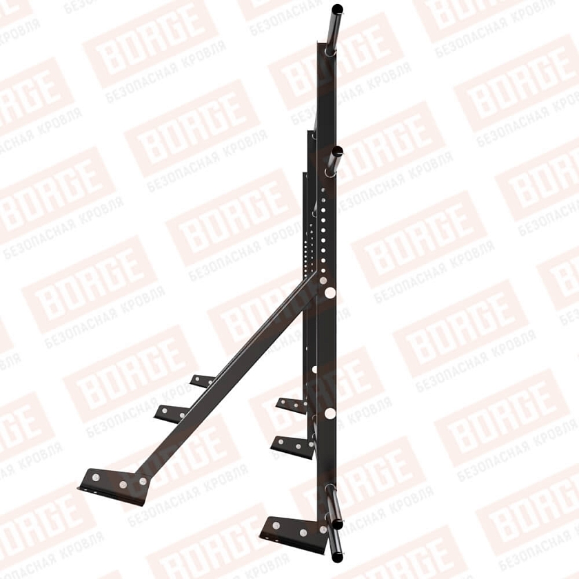 Ограждение кровельное Русский Рубеж H-120см, 3м, для фальцевой кровли, чёрный (RAL 9005), с двумя доп. трубами