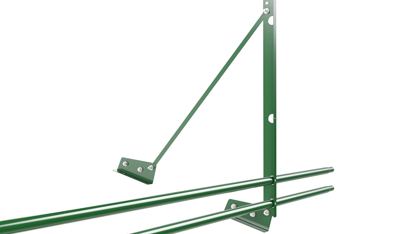 Ограждение кровельное NewLine H-120см, 3м, для фальц. кров., лиственно-зеленый (RAL 6002), с двумя доп. трубами