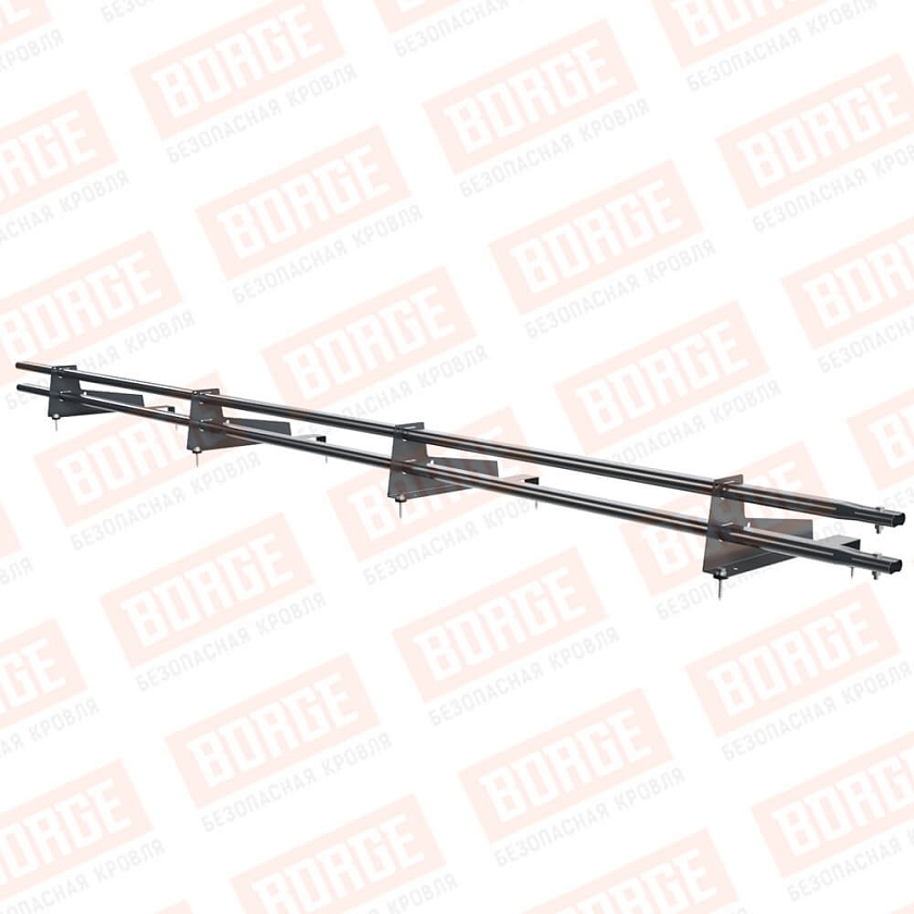 Снегозадержатель трубчатый Русский Рубеж 3м, 4 опоры, для МЧ с выс. ступенькой, антрацитово-серый (RAL 7016), 400мм