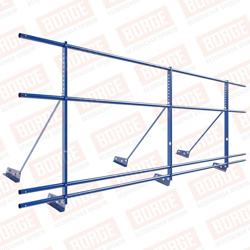 Ограждение декоративное NewLine H-90см, 3м, для фальц. кров., сигнально-синий (RAL 5005), с двумя доп. трубами