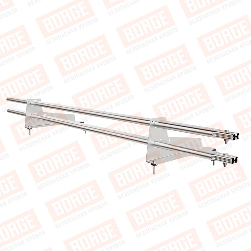 Снегозадержатель трубчатый BORGE 1,5м, 2 опоры, для МЧ с выс. ступ., цинк, 350мм