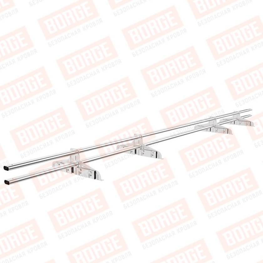 Снегозадержатель трубчатый Русский Рубеж 20х40мм, 3м, 4 опоры, для фальц. кровли, цинк