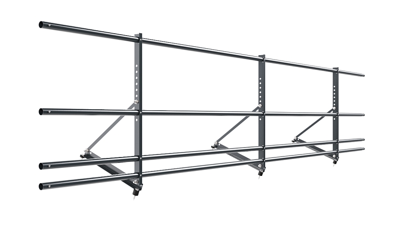 Ограждение кровельное NewLine H-60см, 3м, антрацитово-серый (RAL 7016), с двумя доп. трубами