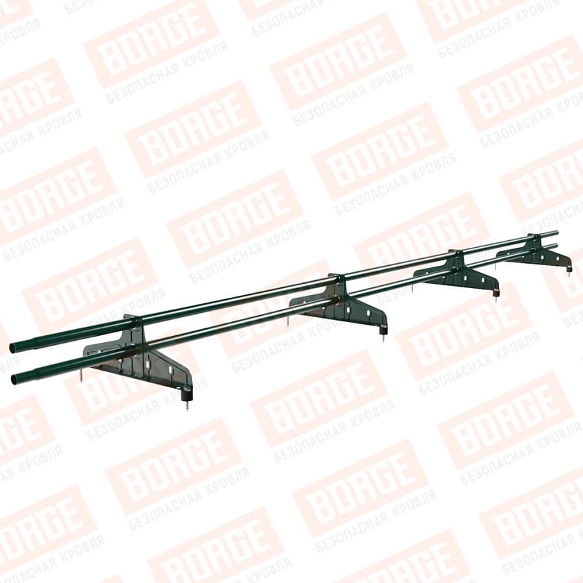 Снегозадержатель трубчатый Русский Рубеж D-25мм, 3м, 4 опоры, зеленый мох (RAL 6005)