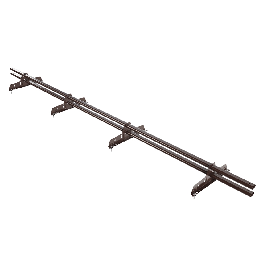 Снегозадержатель трубчатый Русский Рубеж 25х45мм, 3м, 4 опоры, коричневый шоколад (RAL 8017)