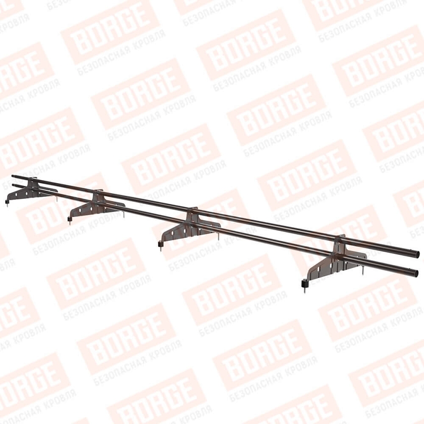 Снегозадержатель трубчатый Русский Рубеж D-25мм, 3м, 4 опоры, серо-коричневый (RAL 8019)