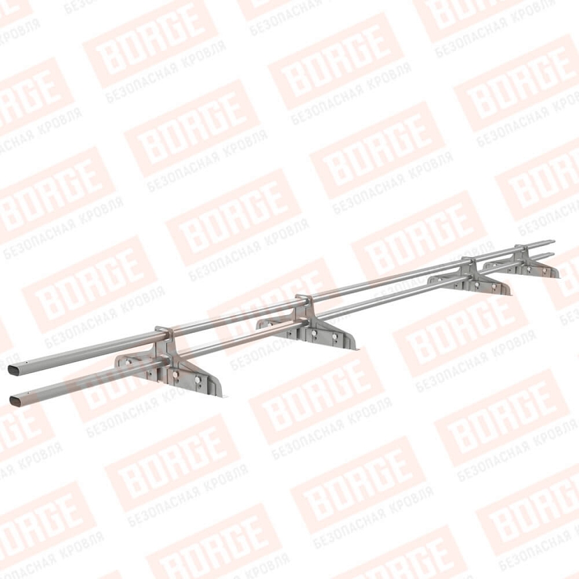 Снегозадержатель трубчатый Русский Рубеж 20х40мм, 3м, 4 опоры, для фальц. кровли, бело-алюминиевый (RAL 9006)