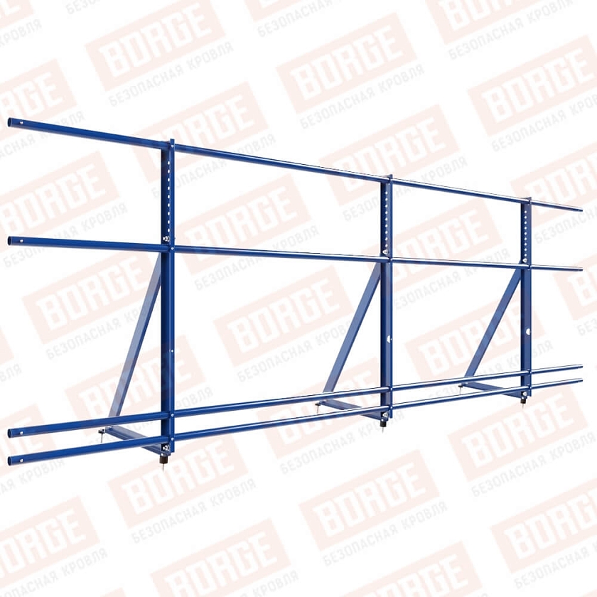 Ограждение кровельное Русский Рубеж H-90см, 3м, сигнально-синий (RAL 5005), с двумя доп. трубами