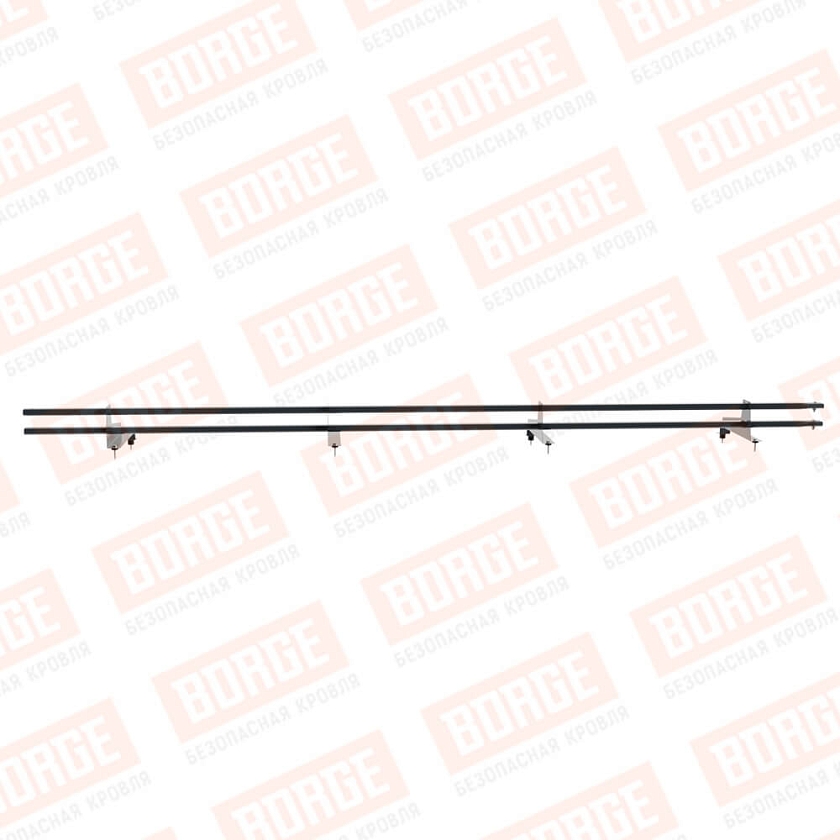 Снегозадержатель трубчатый Русский Рубеж 3м, 4 опоры, для МЧ с выс. ступенькой, антрацитово-серый (RAL 7016), 350мм