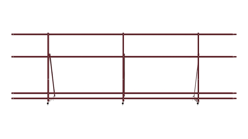 Ограждение кровельное NewLine H-90см, 3м, красное вино (RAL 3005), с двумя доп. трубами