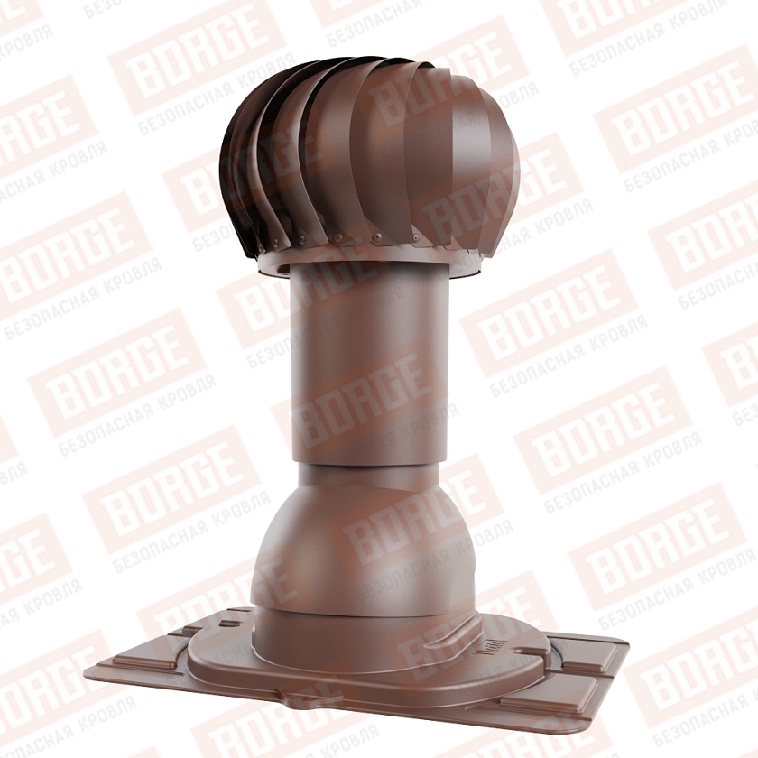 Роторная вентиляция Viotto с универсальным проходным элементом, d-110мм, h-550мм, утепленная, коричневый шоколад (RAL 8017)