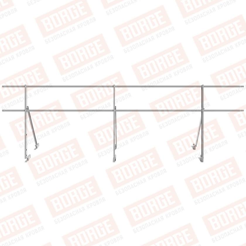 Ограждение кровельное Русский Рубеж H-90см, 3м, для фальцевой кровли, сигнально-серый (RAL 7004)