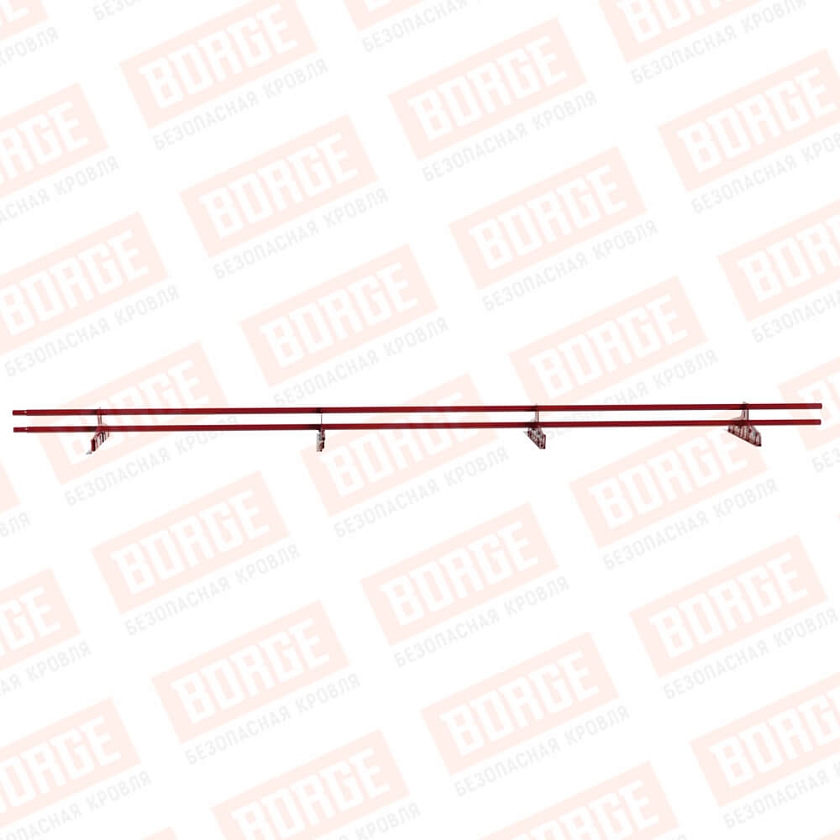 Снегозадержатель трубчатый Русский Рубеж D-25мм, 3м, 4 опоры, для фальц. кровли, рубиново-красный (RAL 3003)