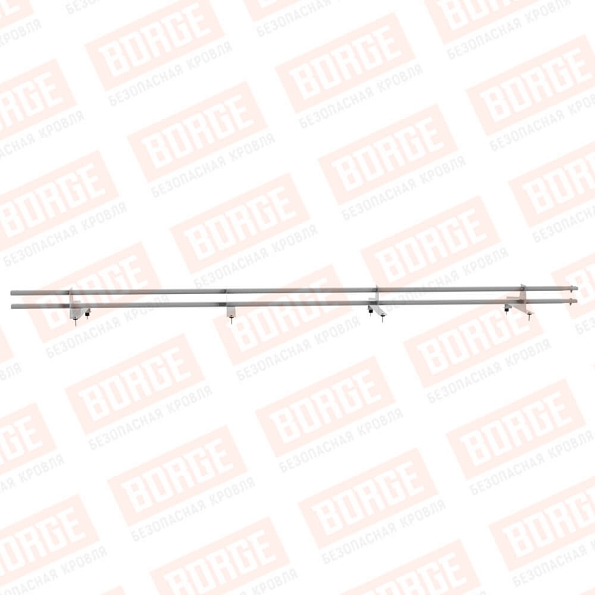 Снегозадержатель трубчатый Русский Рубеж 3м, 4 опоры, для МЧ с выс. ступенькой, сигнально-серый (RAL 7004), 350мм