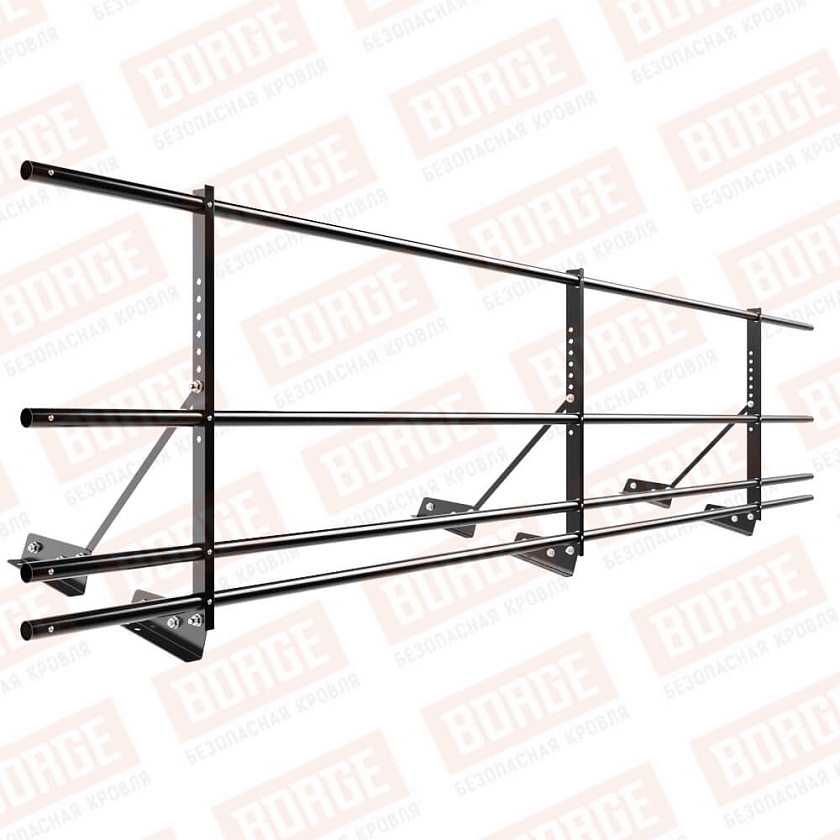 Ограждение декоративное NewLine H-60см, 3м, для фальц. кров., чёрный (RAL 9005), с двумя доп. трубами