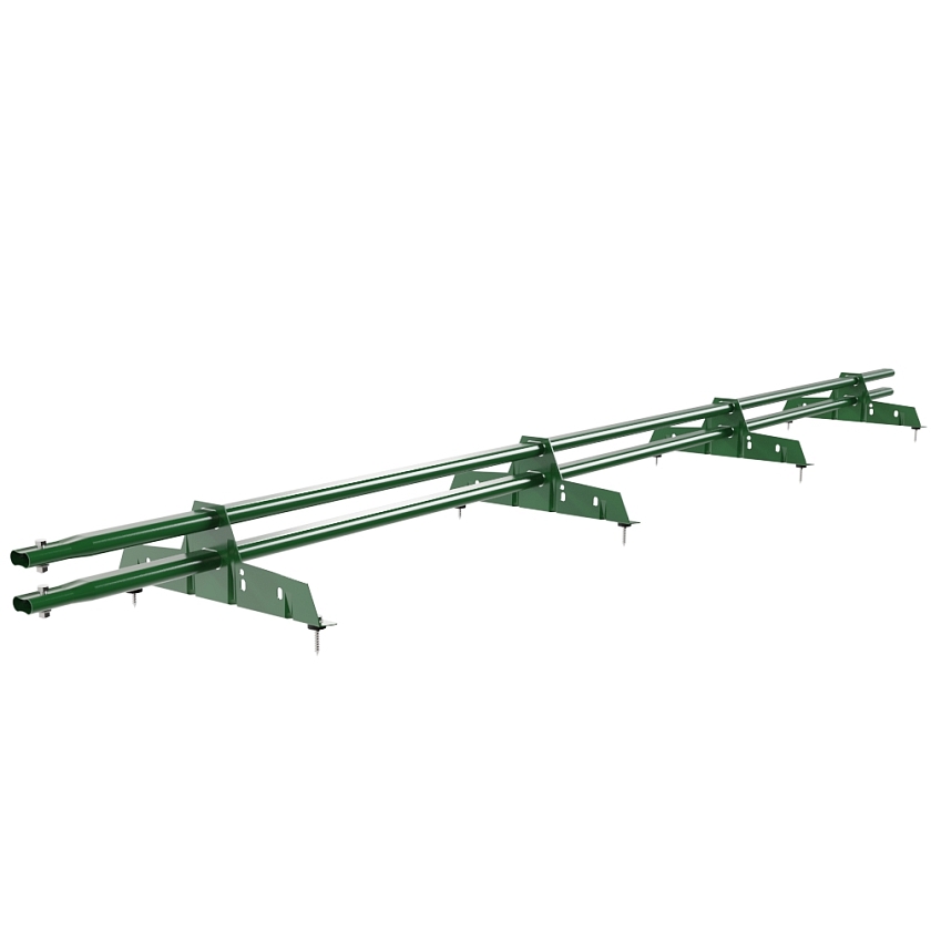 Снегозадержатель трубчатый Русский Рубеж 25х45мм, 3м, 4 опоры, лиственно-зеленый (RAL 6002)