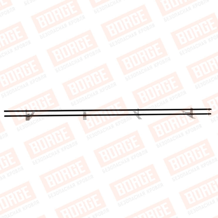 Снегозадержатель трубчатый BORGE 3м, 4 опоры, для композитной черепицы, чёрный (RAL 9005)