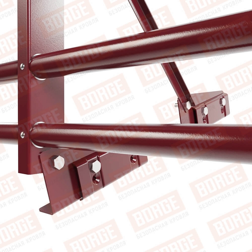 Ограждение декоративное NewLine H-60см, 3м, для фальц. кров., красное вино (RAL 3005), с двумя доп. трубами
