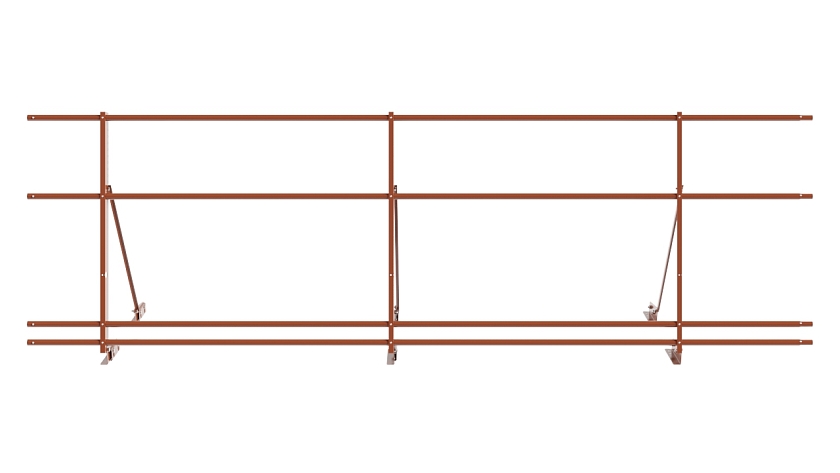 Ограждение кровельное NewLine H-90см, 3м, для фальц. кров., терракотовый (RAL 8004), с двумя доп. трубами