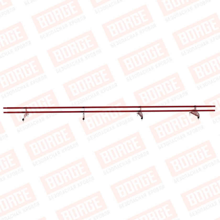 Снегозадержатель трубчатый Русский Рубеж D-25мм, 3м, 4 опоры, рубиново-красный (RAL 3003)