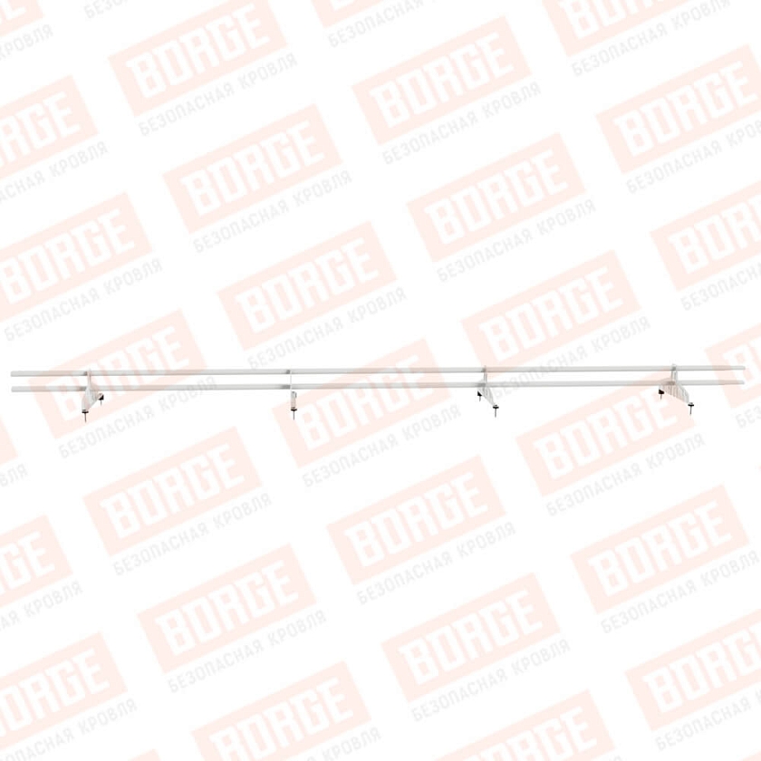 Снегозадержатель трубчатый Русский Рубеж 20х40мм, 3м, 4 опоры, сигнально-белый (RAL 9003)