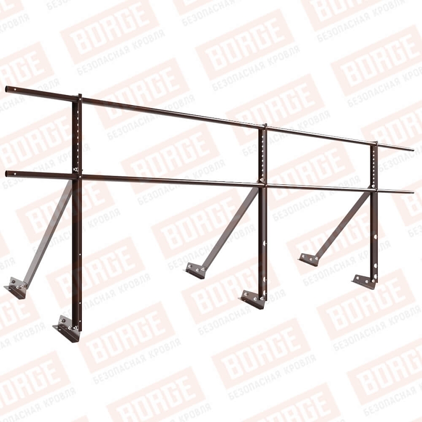 Ограждение кровельное Русский Рубеж H-90см, 3м, для фальцевой кровли, коричневый шоколад (RAL 8017)