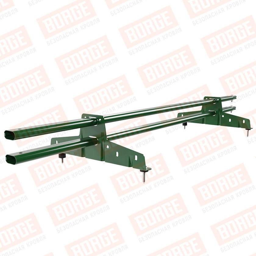 Снегозадержатель трубчатый BORGE 1,5м, 2 опоры, лиственно-зеленый (RAL 6002)