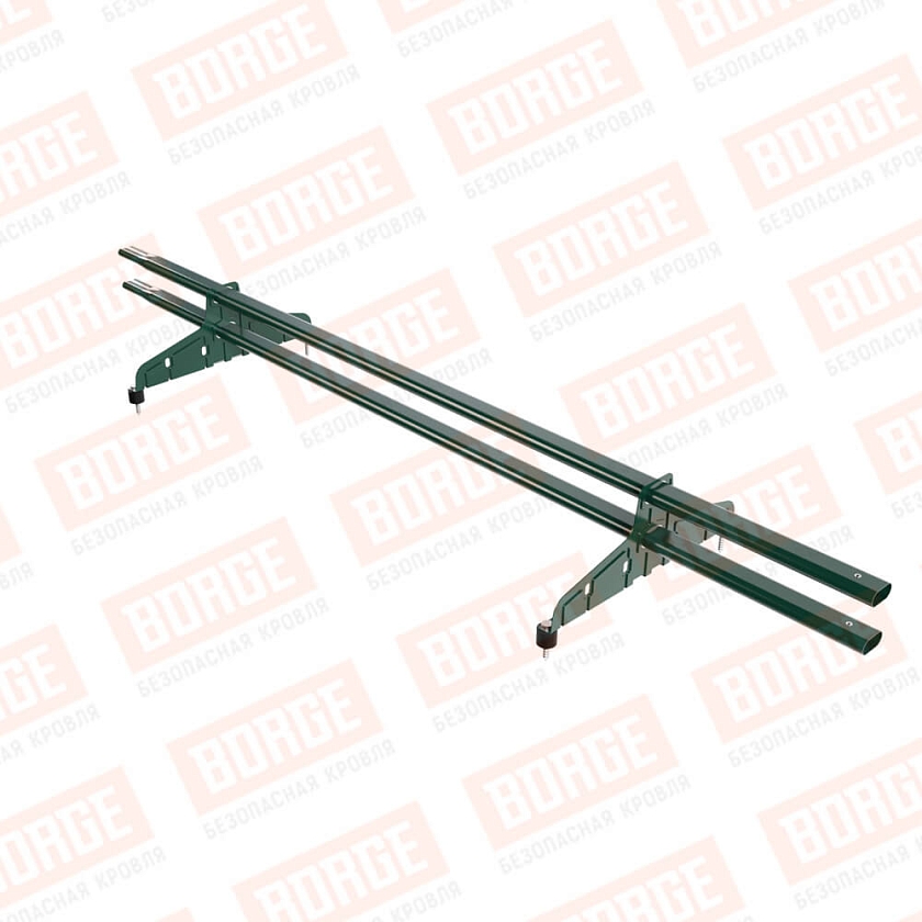 Снегозадержатель трубчатый Русский Рубеж 20х40мм, 1,5м, 2 опоры, зеленый мох (RAL 6005)