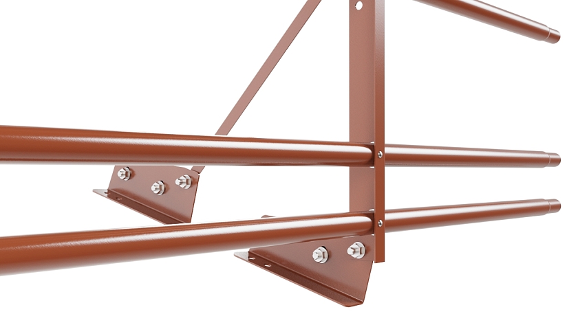 Ограждение кровельное NewLine H-60см, 3м, для фальц. кров., терракотовый (RAL 8004), с двумя доп. трубами