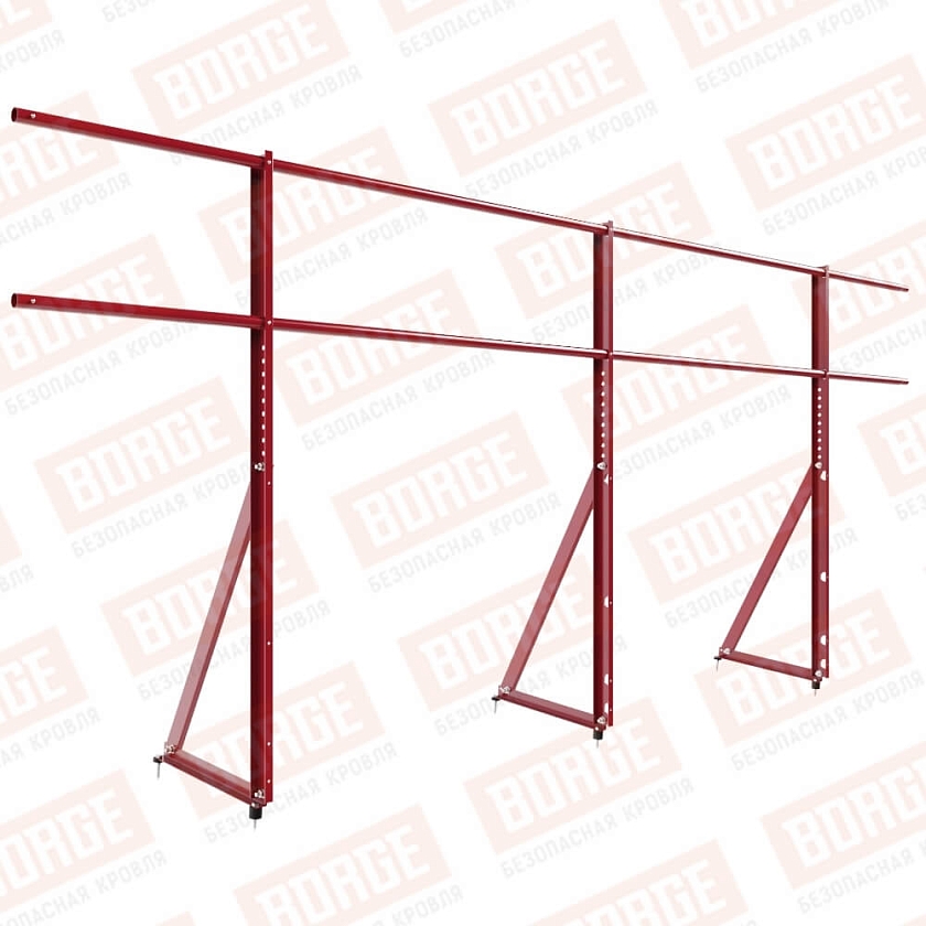 Ограждение кровельное Русский Рубеж H-120см, 3м, рубиново-красный (RAL 3003)