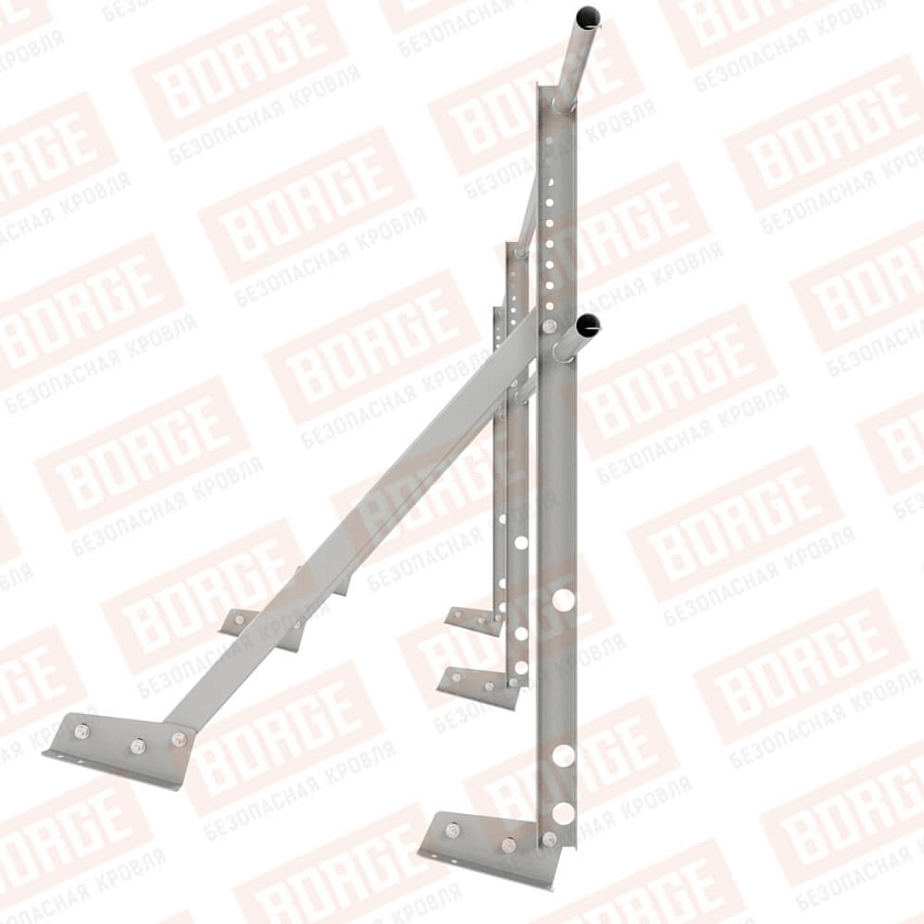 Ограждение кровельное Русский Рубеж H-90см, 3м, для фальцевой кровли, бело-алюминиевый (RAL 9006)