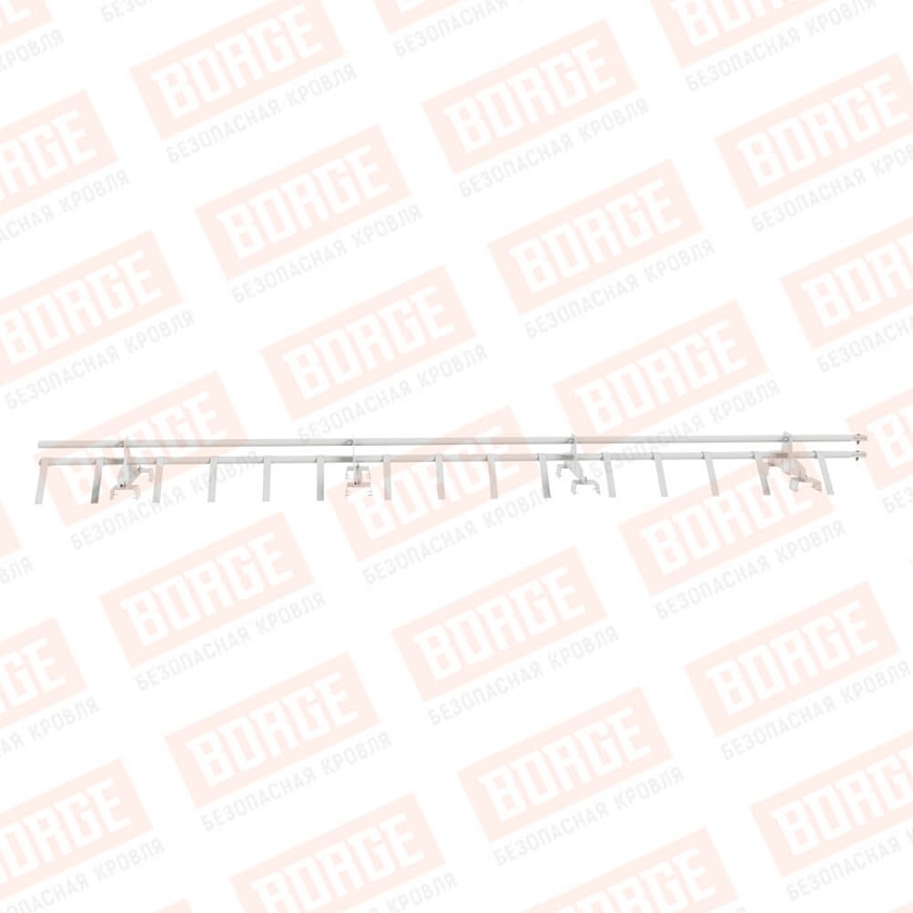 Снегозадержатель трубчатый BORGE 3м, 4 опоры, для профнастила Н-114, сигнально-белый (RAL 9003)