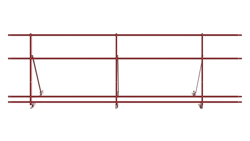Ограждение кровельное NewLine H-90см, 3м, для фальц. кров., коричнево-красный (RAL 3011), с двумя доп. трубами