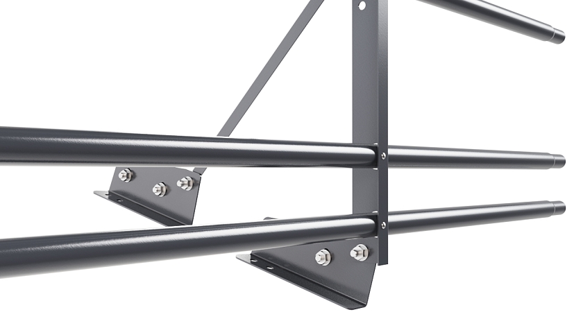 Ограждение кровельное NewLine H-60см, 3м, для фальц. кров., серый графит (RAL 7024), с двумя доп. трубами