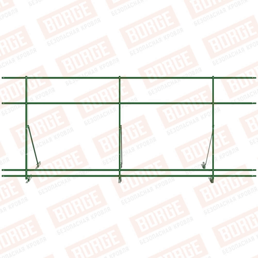 Ограждение декоративное NewLine H-120см, 3м, для фальц. кров., лиственно-зеленый (RAL 6002), с двумя доп. трубами
