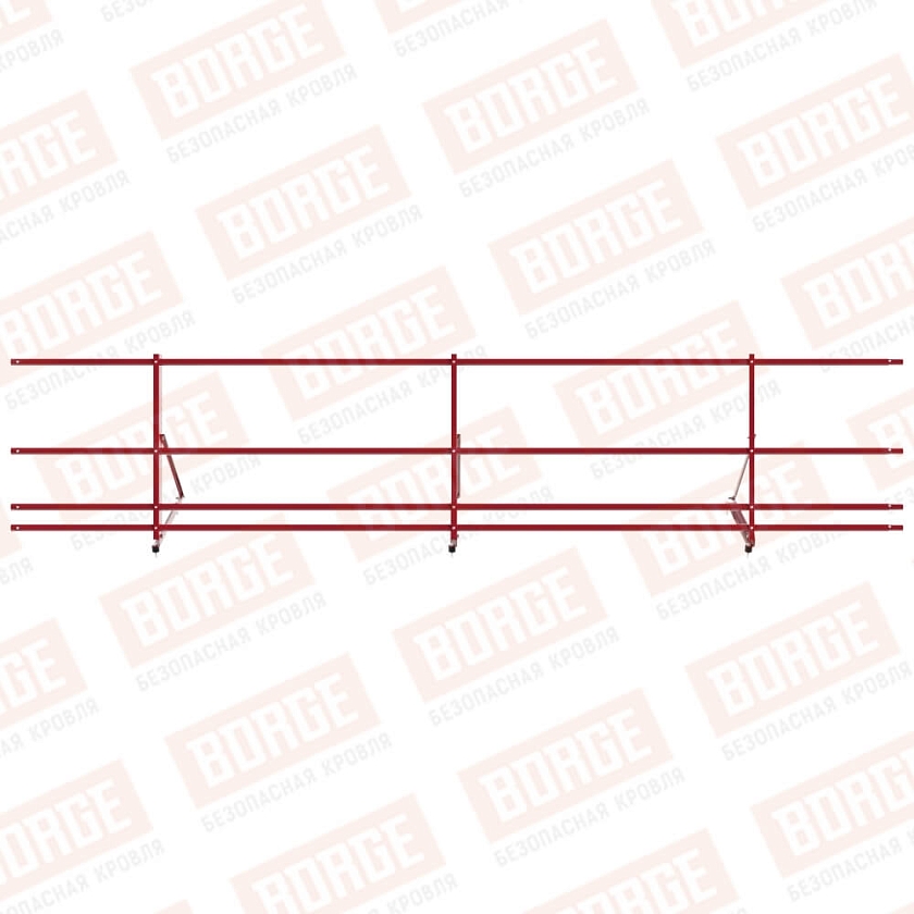 Ограждение декоративное NewLine H-60см, 3м, рубиново-красный (RAL 3003), с двумя доп. трубами