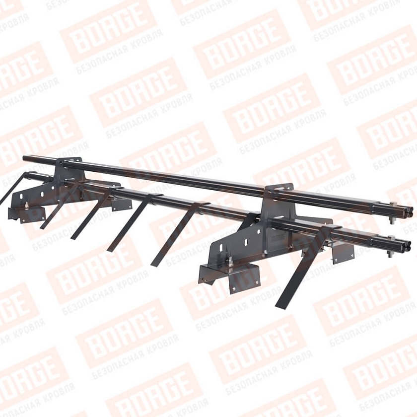 Снегозадержатель трубчатый BORGE 1,5м, 2 опоры, для профнастила Н-114, серый графит (RAL 7024)