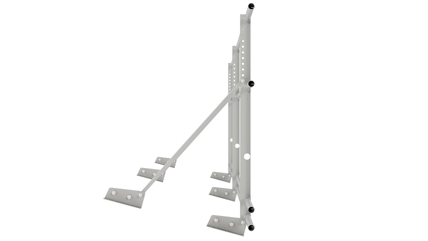 Ограждение кровельное NewLine H-90см, 3м, для фальц. кров., бело-алюминиевый (RAL 9006), с двумя доп. трубами