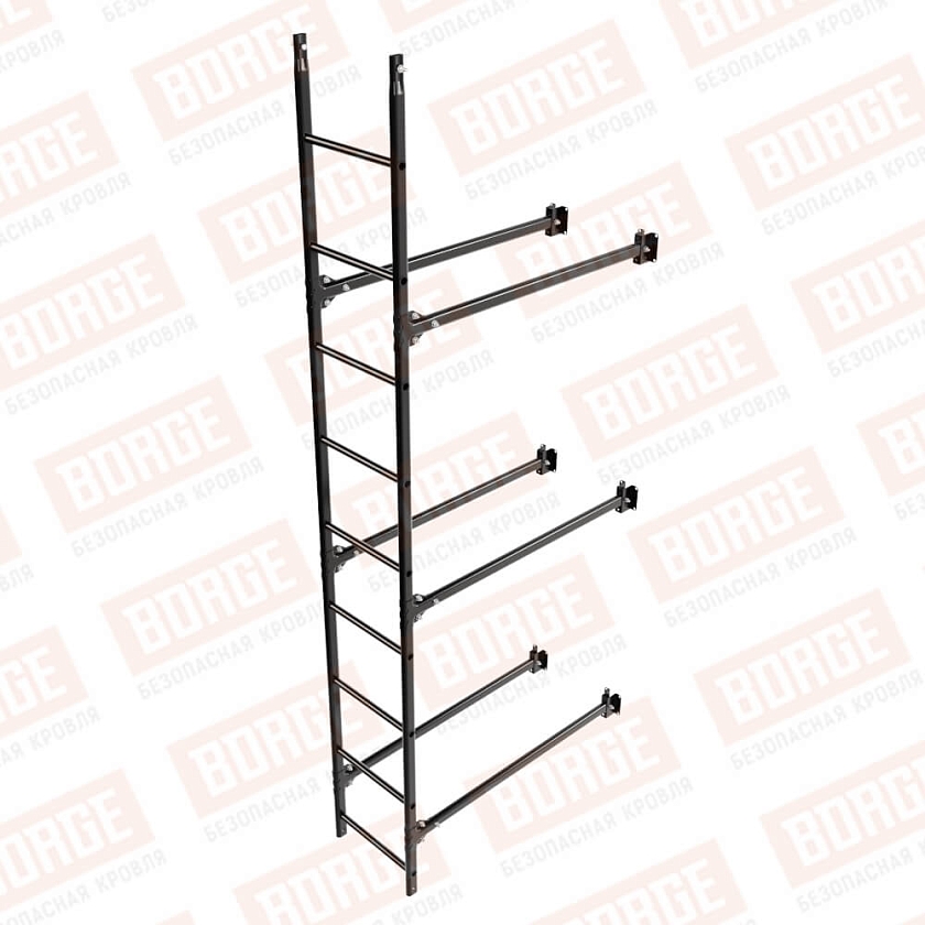 Комплект лестница фасадная BORGE (нижняя секция), 2,7м, чёрный (RAL 9005)