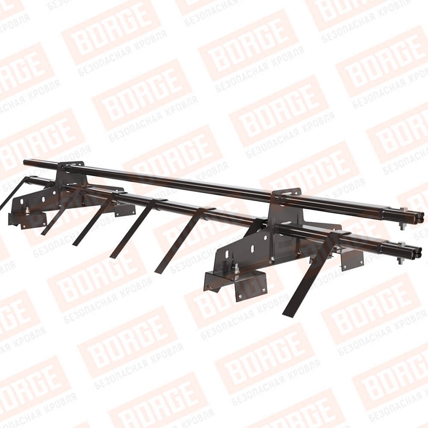 Снегозадержатель трубчатый BORGE 1,5м, 2 опоры, для профнастила Н-114, серо-коричневый (RR 32)