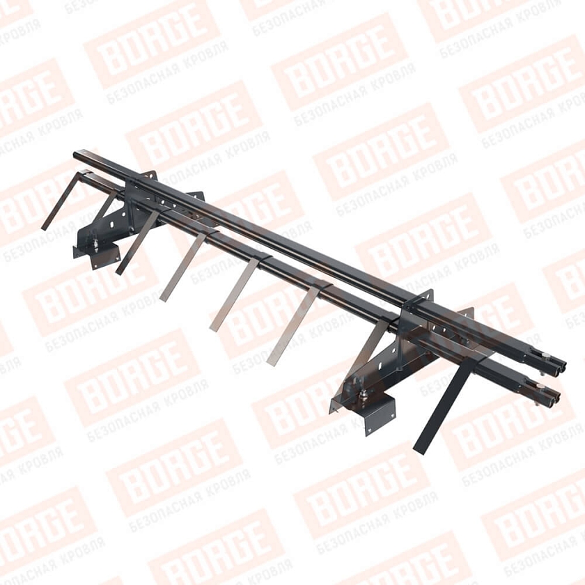 Снегозадержатель трубчатый BORGE 1,5м, 2 опоры, для профнастила Н-114, антрацитово-серый (RAL 7016)