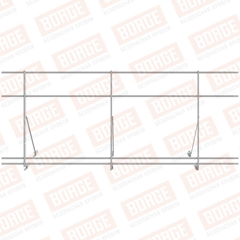 Ограждение декоративное NewLine H-120см, 3м, для фальц. кров., сигнально-серый (RAL 7004), с двумя доп. трубами