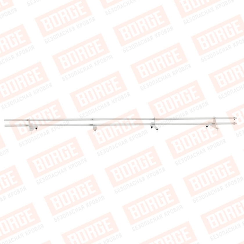 Снегозадержатель трубчатый BORGE 3м, 4 опоры, для МЧ с выс. ступ., сигнально-белый (RAL 9003), 400мм