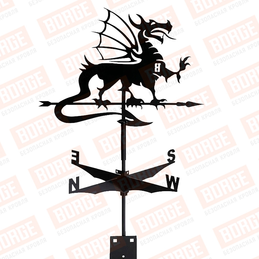 Флюгер BORGE Дракон, 510х365мм, чёрный (RAL 9005 matt)