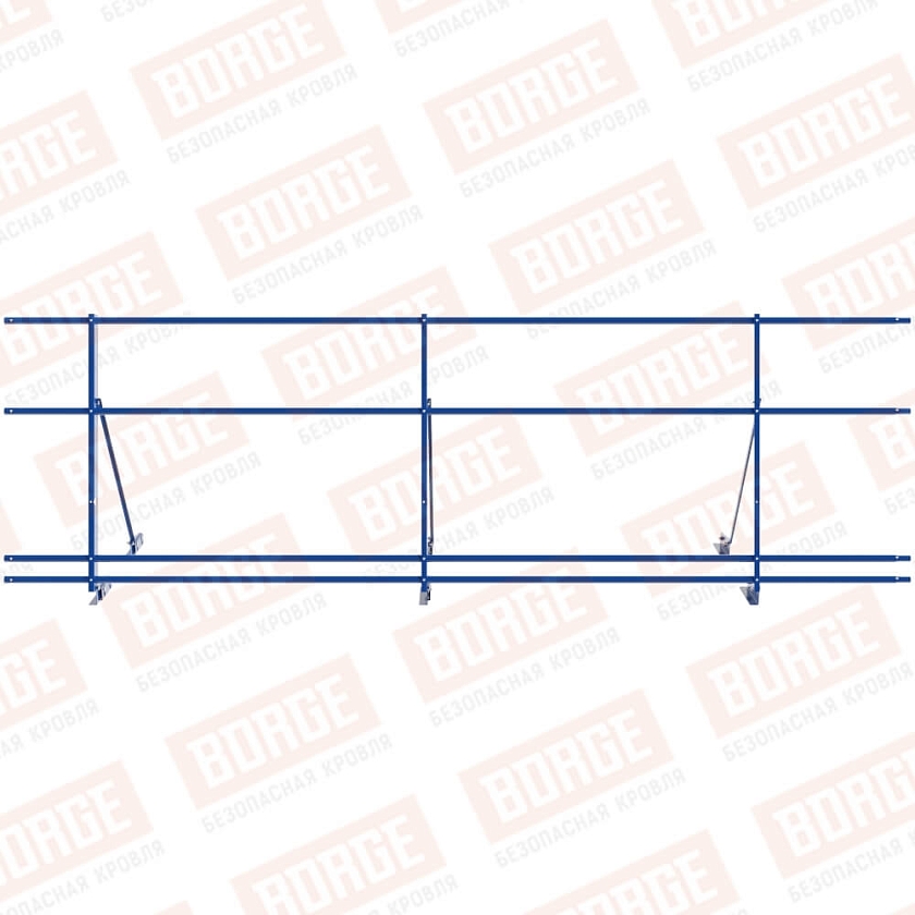 Ограждение декоративное NewLine H-90см, 3м, для фальц. кров., сигнально-синий (RAL 5005), с двумя доп. трубами