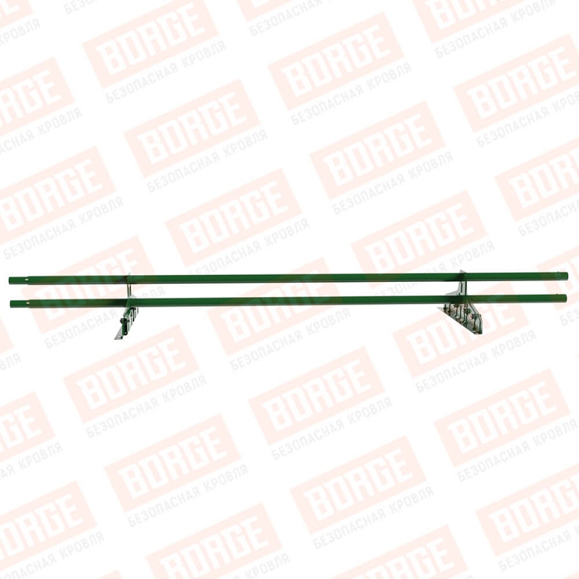 Снегозадержатель трубчатый Русский Рубеж D-25мм, 1,5м, 2 опоры, для фальц. кров., лиственно-зеленый (RAL 6002)