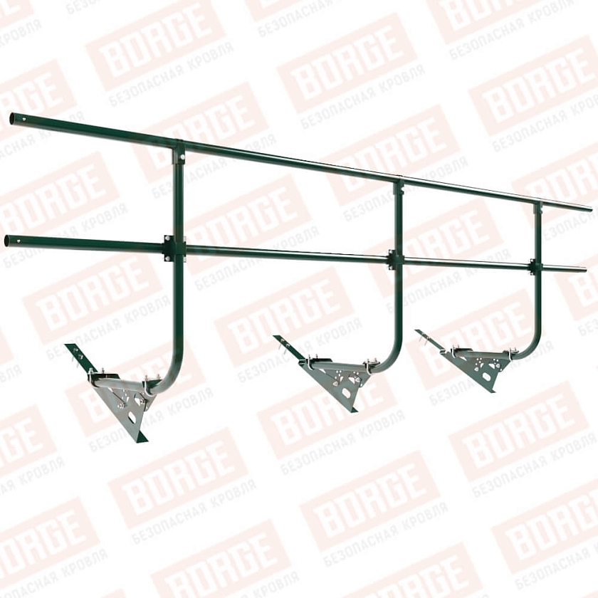 Ограждение кровельное BORGE H-90см, 3м, для композитной черепицы, зеленый мох (RAL 6005)